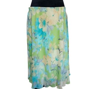 Preswick & Moore Petite Maxi Floral Print Lined Tie Waist Skirt Women's Size 14P